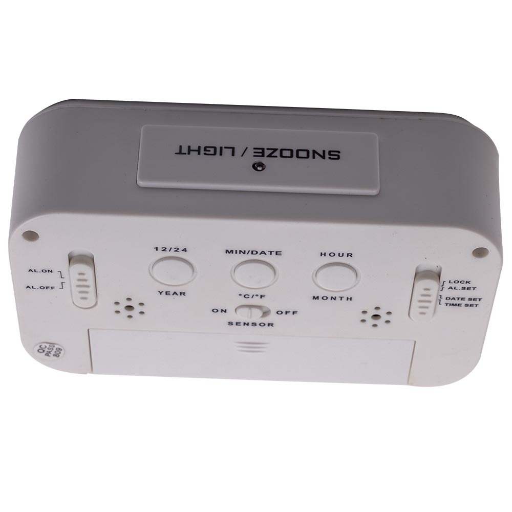 Compatible for White Digital LCD Snooze Electronic Alarm Clock with Backlight Light Control