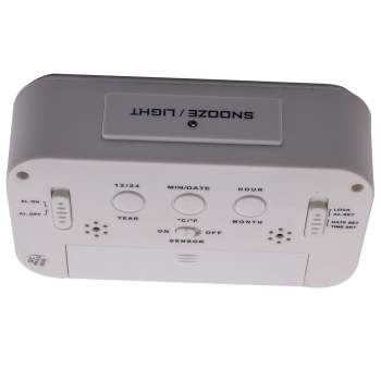 Compatible for White Digital LCD Snooze Electronic Alarm Clock with Backlight Light Control