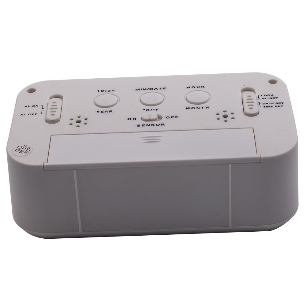 Compatible for White Digital LCD Snooze Electronic Alarm Clock with Backlight Light Control