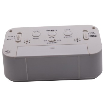 Compatible for White Digital LCD Snooze Electronic Alarm Clock with Backlight Light Control