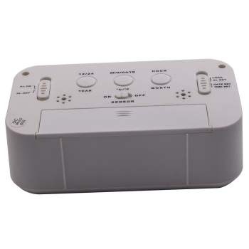 Compatible for White Digital LCD Snooze Electronic Alarm Clock with Backlight Light Control