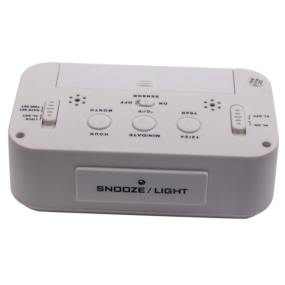 Compatible for White Digital LCD Snooze Electronic Alarm Clock with Backlight Light Control