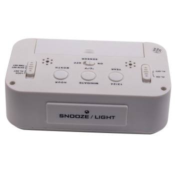 Compatible for White Digital LCD Snooze Electronic Alarm Clock with Backlight Light Control