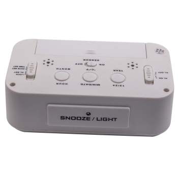 Compatible for White Digital LCD Snooze Electronic Alarm Clock with Backlight Light Control