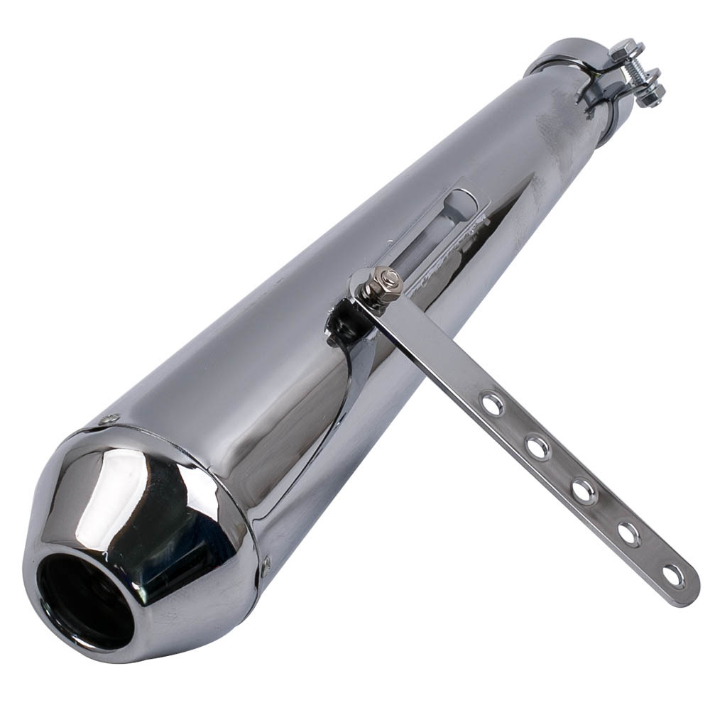 Paire Universel Silencieux dEchappement MEGAPHONE CHROMÉ CAFE RACER Moto