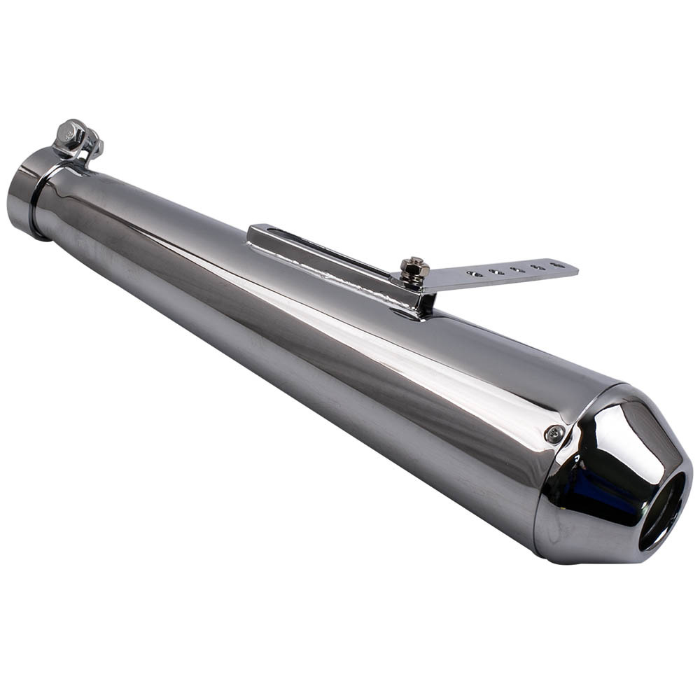 Paire Universel Silencieux dEchappement MEGAPHONE CHROMÉ CAFE RACER Moto