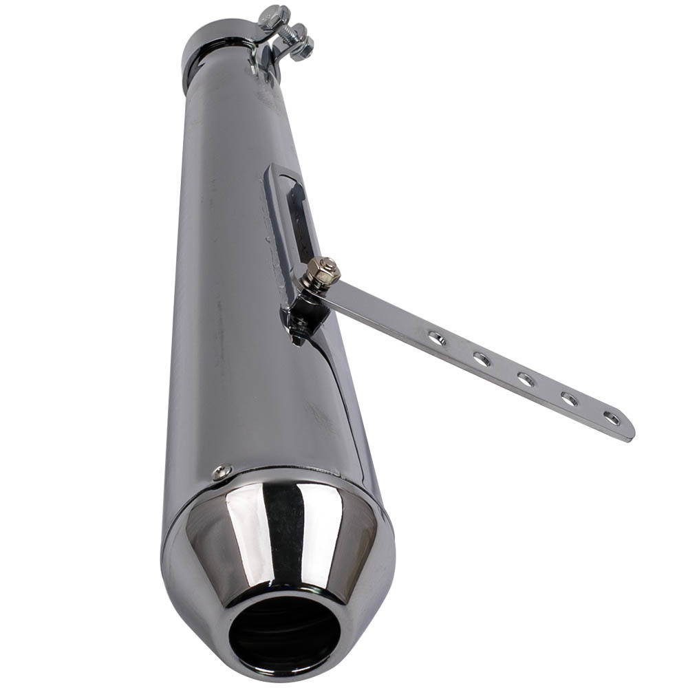Paire Universel Silencieux dEchappement MEGAPHONE CHROMÉ CAFE RACER Moto
