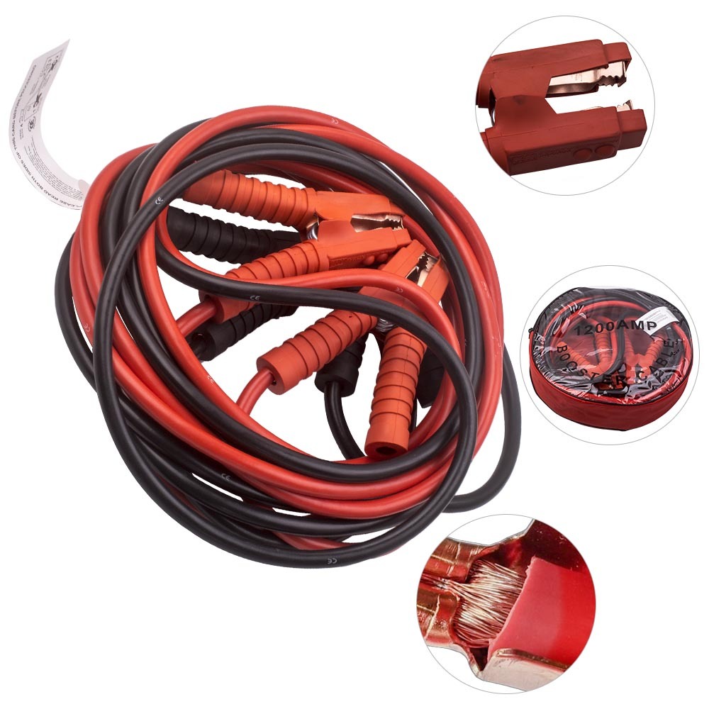 20 pies Cables Arranque Batería Descarga Bipolar Coche Camper 1200Amp Alicates