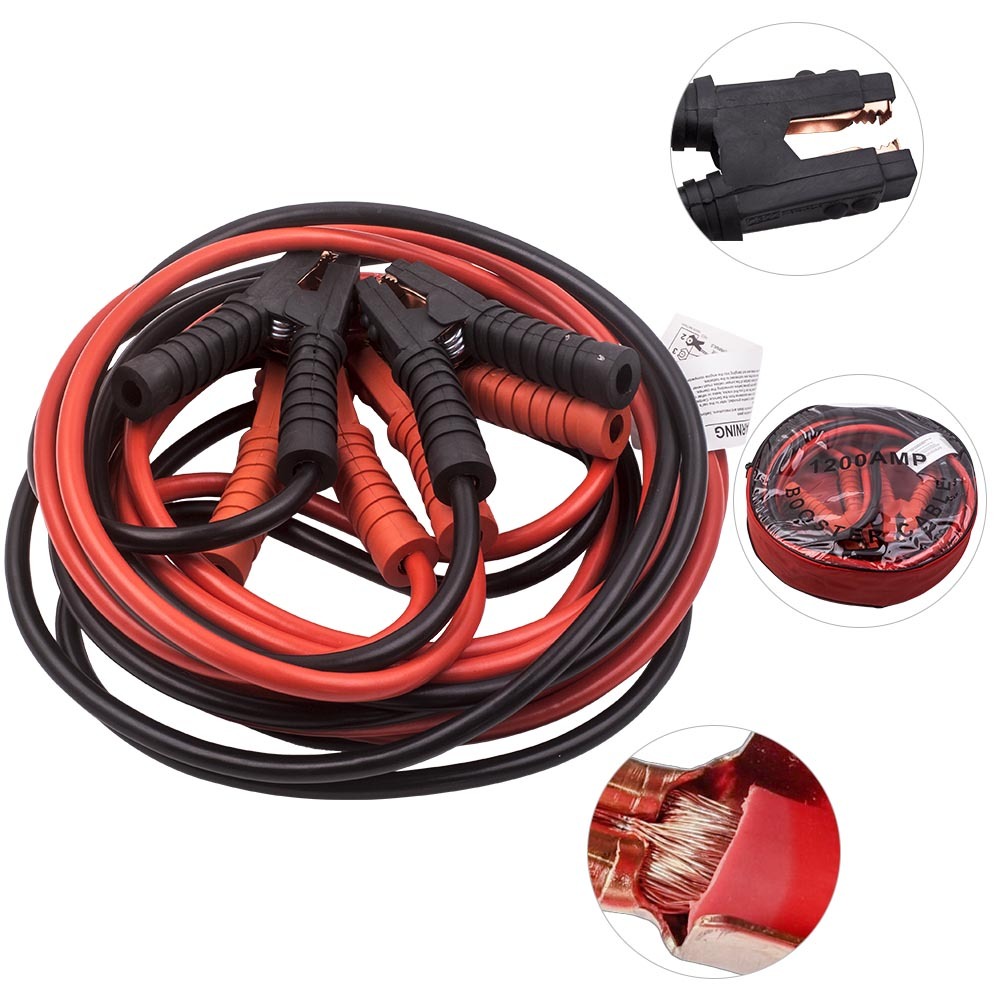 20 pies Cables Arranque Batería Descarga Bipolar Coche Camper 1200Amp Alicates