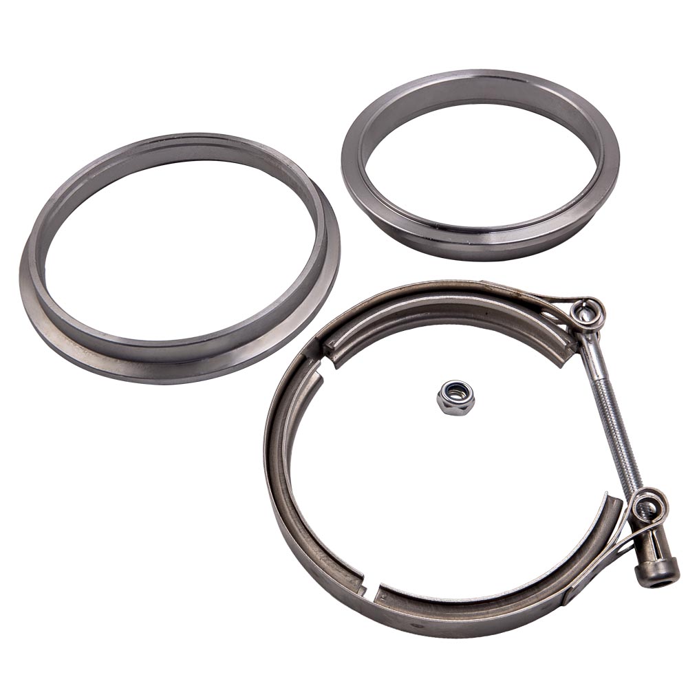 STAINLESS STEEL V-BAND CLAMP INCLUDING FLANGES COMPLETE  ENGINE EXHAUST TURBO 