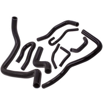 Compatible for Honda Civic D15 D16 EG EK SOHC 1992-2000 9Pcs Black Heater Hose Pipe Kit