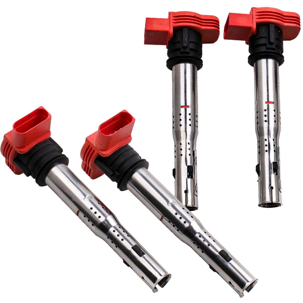 4x compatible for AUDI R8 Red Coil Packs Set 2.0TFSI/2.0TSI A3/Compatible for GOLF 5/LEON 06E905115E