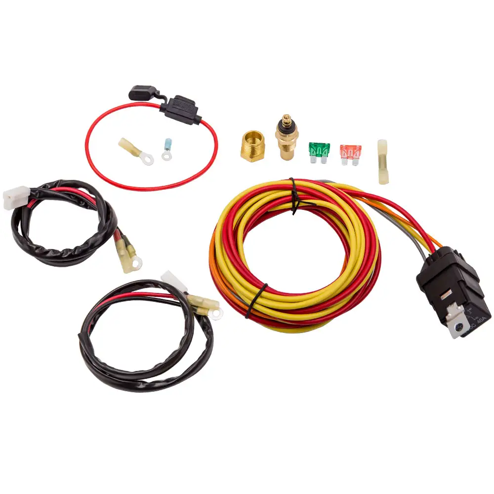 Electric Cooling Fan Wiring Harness Thermostat 40 Amp Relay Kit 185 165 Degree