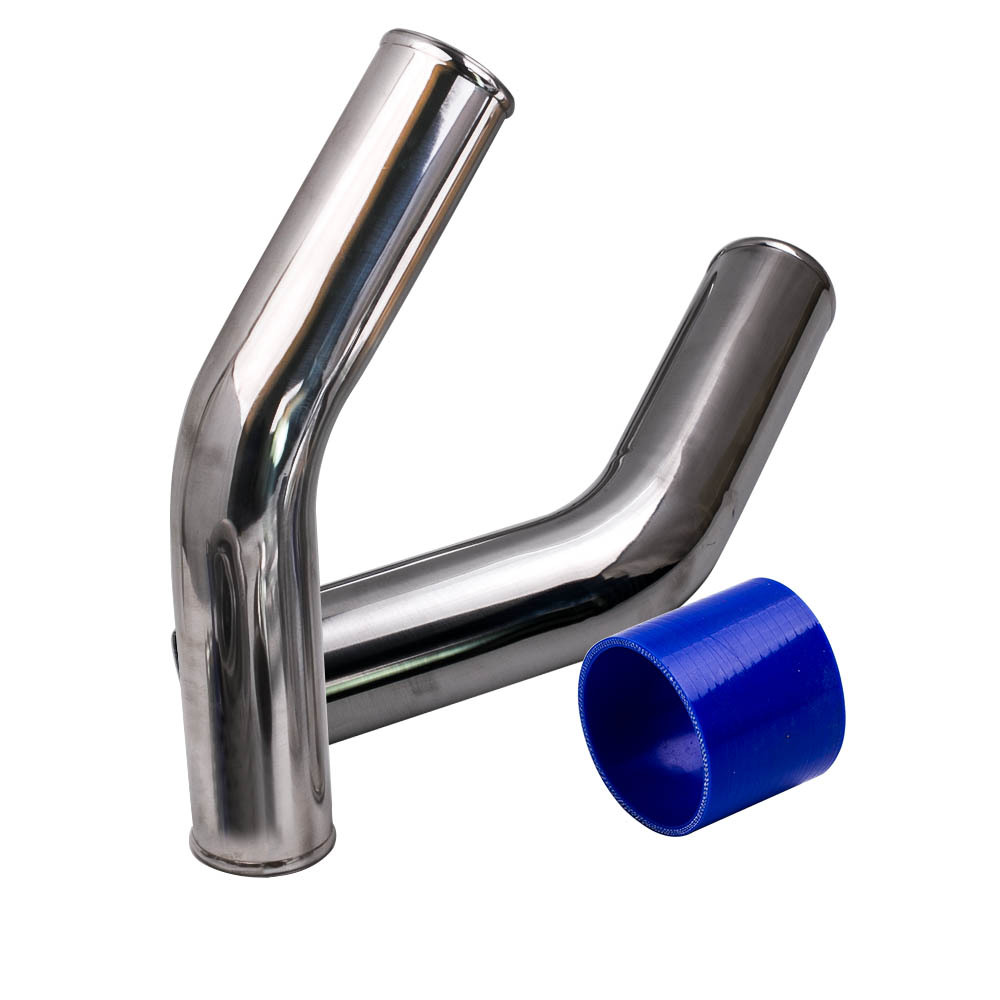 3'' 76mm Aluminum Universal Intercooler Turbo Piping Pipe and Blue hose and T-Clamp