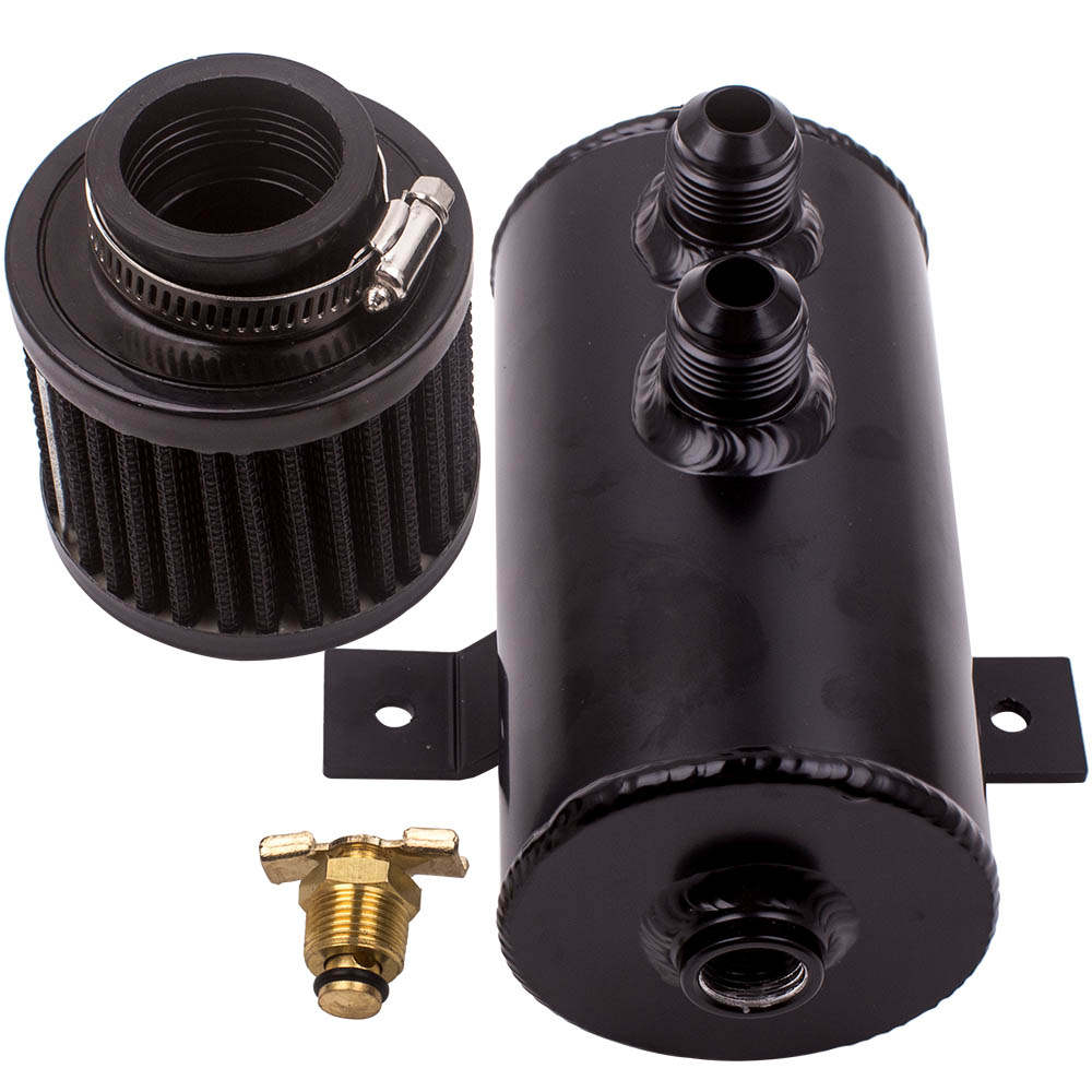 Oil Catch Can Baffled Tank Breather Filter Universal Black Fits Mini Cooper