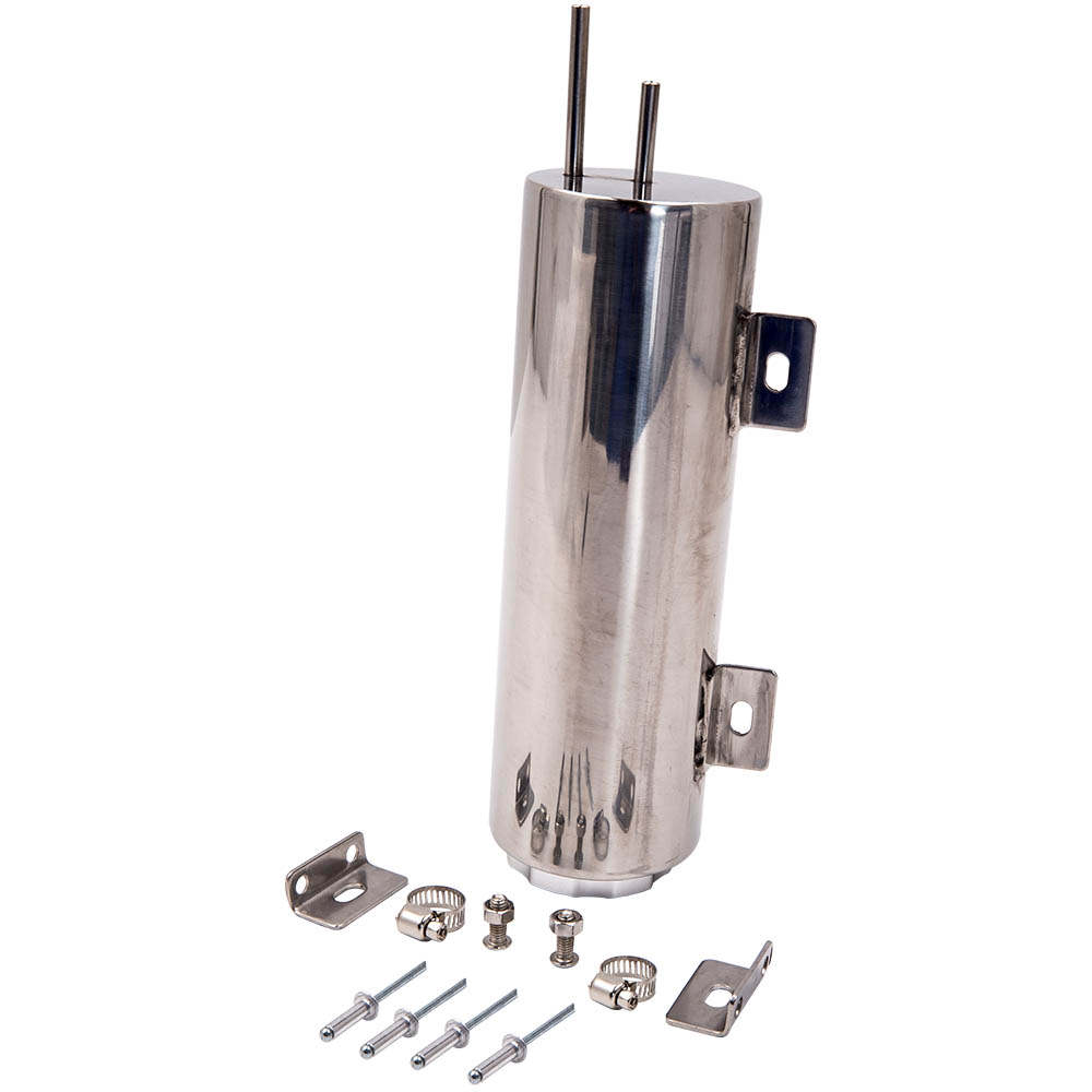 3 inch X 9 inch Polished Stainless Steel 32OZ Radiator Coolant Over Flow Puke Tank Can