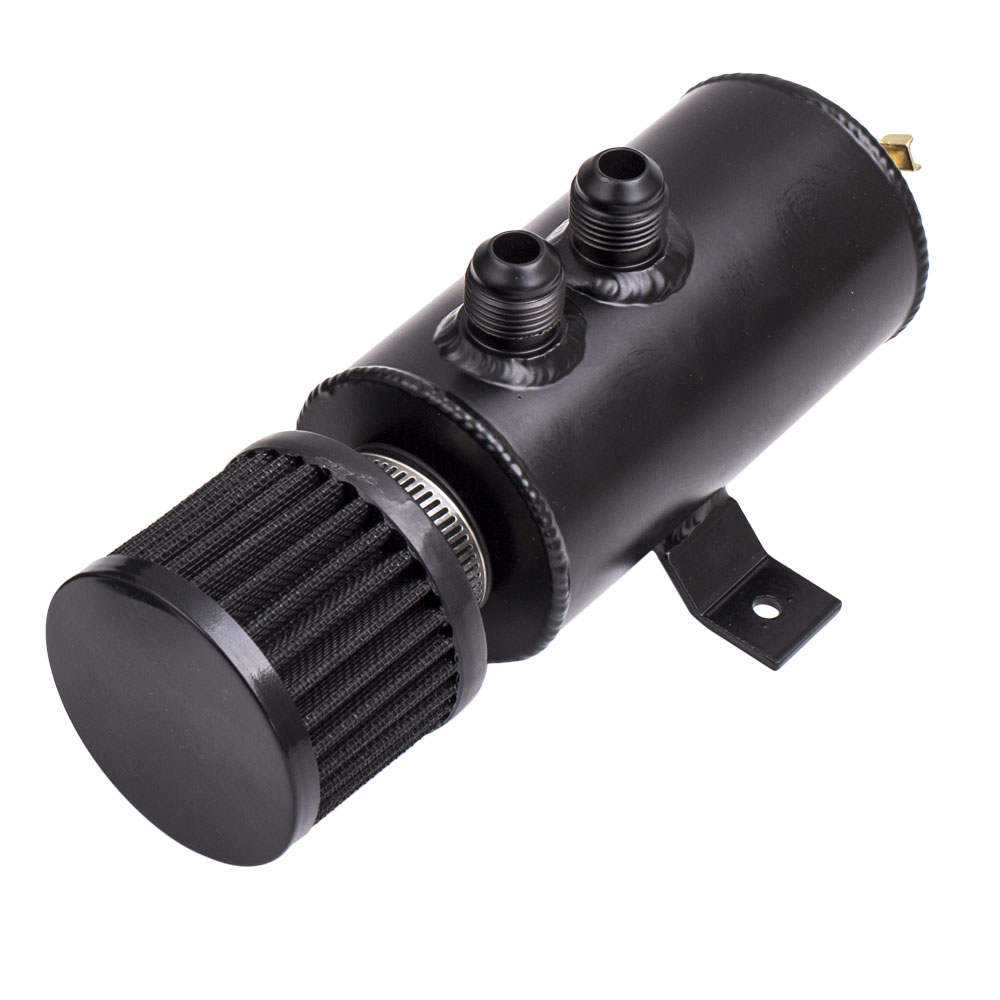 Aluminium Baffled Engine Oil Catch Can 0.75L Twin Port AN10 +3M Hose