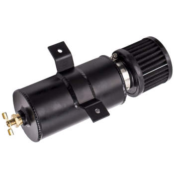 Aluminium Baffled Engine Oil Catch Can 0.75L Twin Port AN10 +3M Hose Fitting Kit