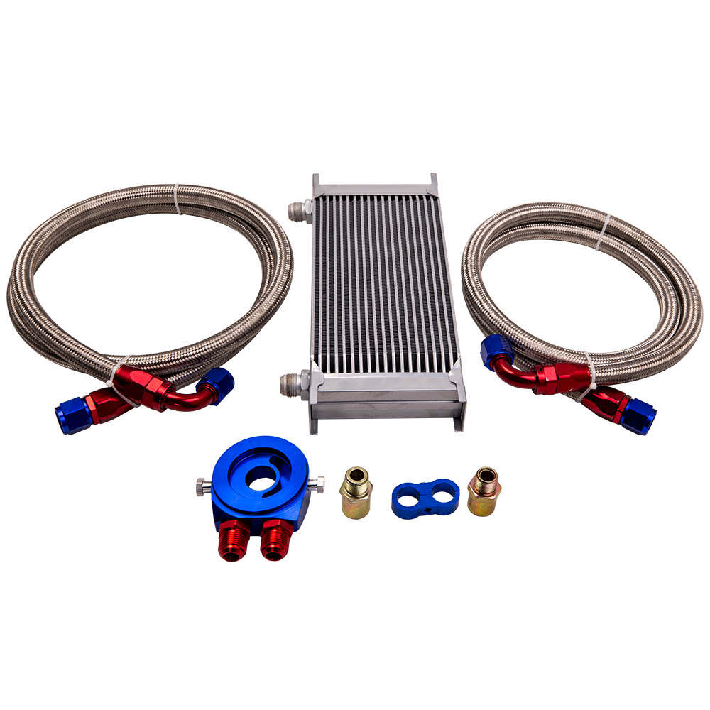 19 Row AN-10AN Engine Oil Cooler Filter Kit compatible for BMW E36 E46 E82 E9X 135