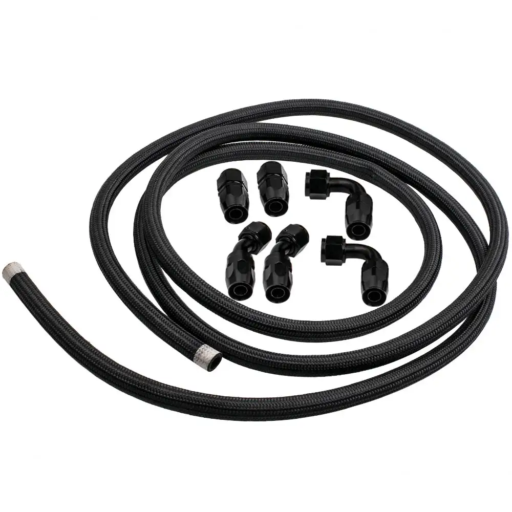 63" 90°10AN Nylon Braided Racing Performance Oil Fuel Coolant Line Hose Assembly 