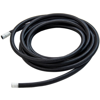 AN6 6AN 5M conduite de carburant dhuile tressée en acier inoxydable + adaptateur dextrémité de tuyau à raccord à verrouillage par rotation noir