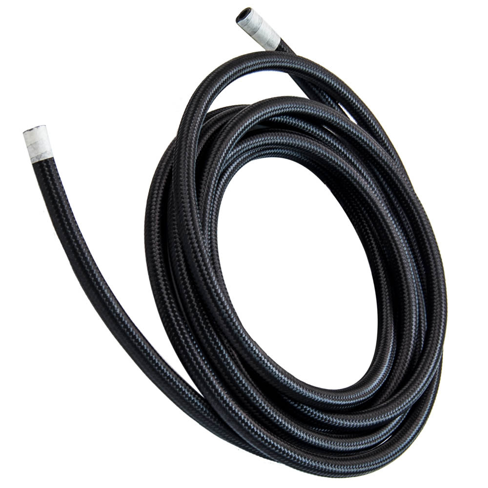 AN6 6AN 5M conduite de carburant dhuile tressée en acier inoxydable + adaptateur dextrémité de tuyau à raccord à verrouillage par rotation noir
