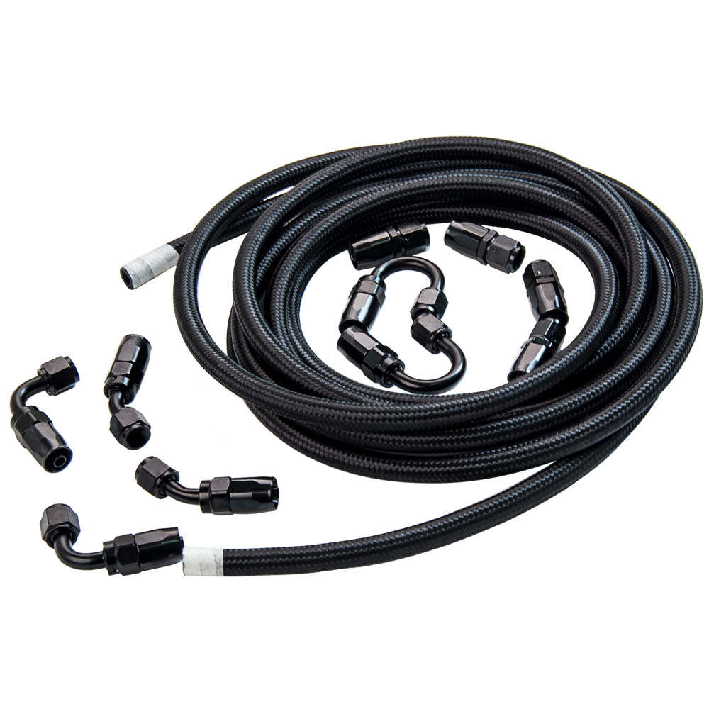 AN6 -6AN Fitting Stainless Steel Nylon Braided Oil Fuel Hose Line 16.4FT Kit