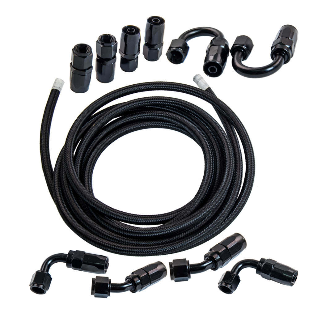 AN6 Gas/Fuel/Oil Line Hose 16.4FT with 10Pc Swivel Hose End Fitting Kit