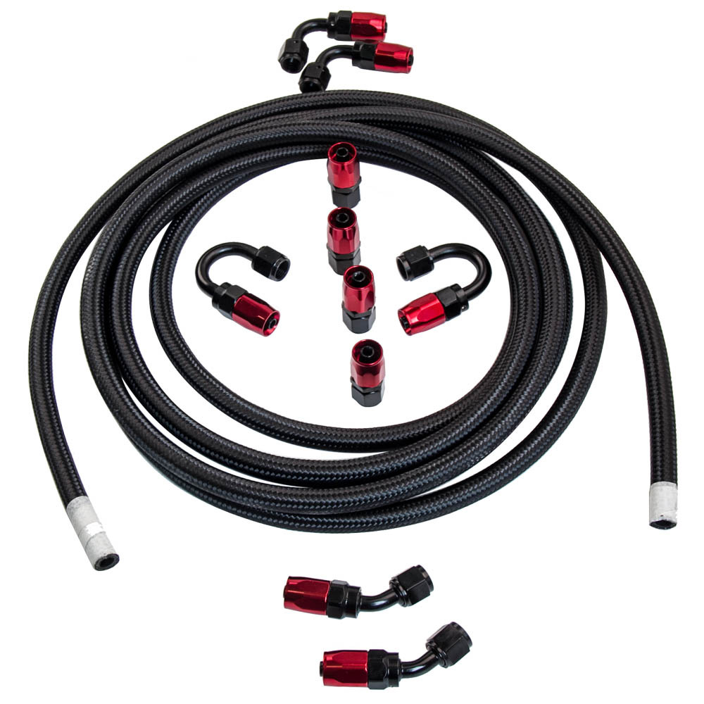 Stainless Steel Braided Oil Fuel Line AN6 6AN 5M 16ft and Fitting Hose End Kit