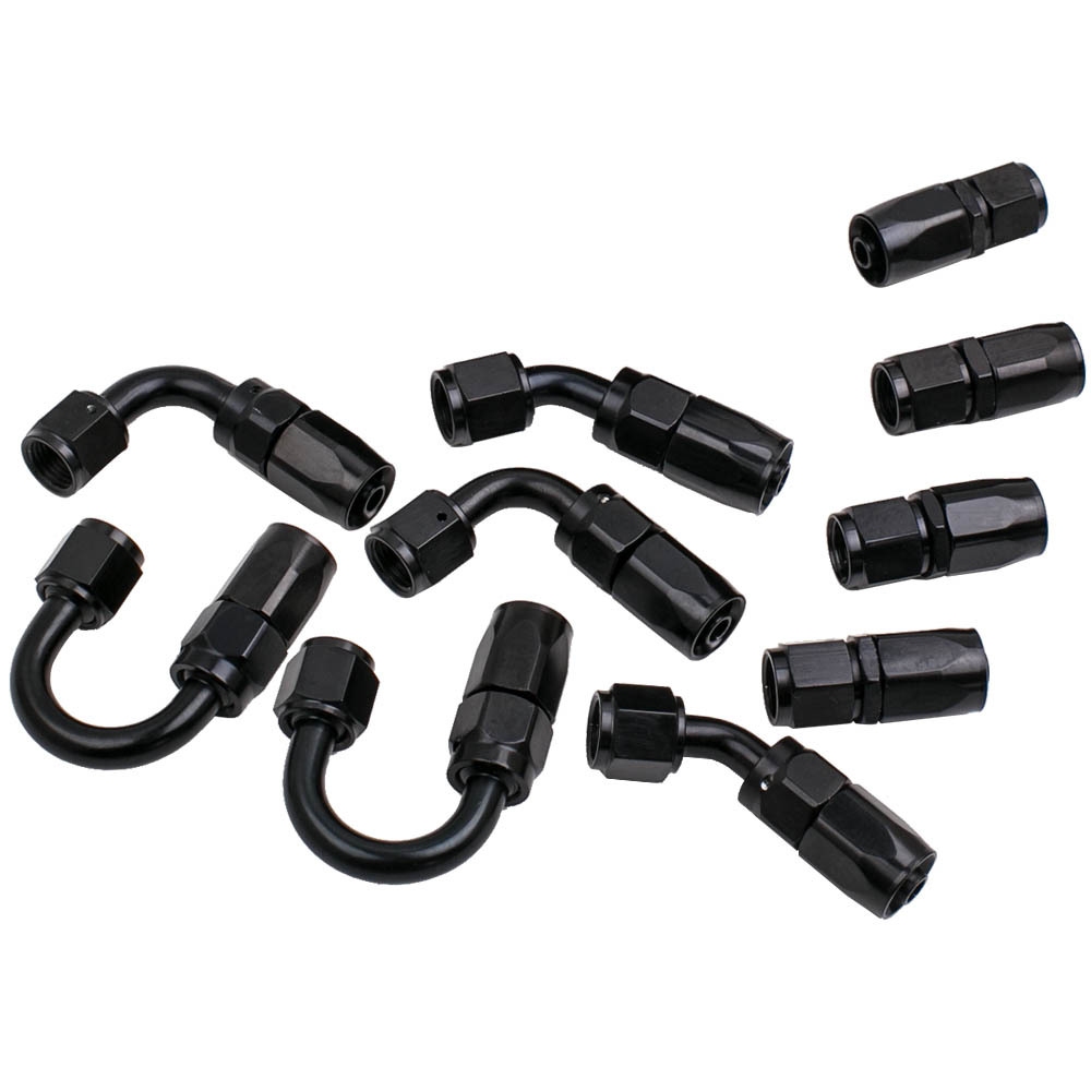 20FT AN6 6AN Nylon Braided Oil Fuel Line+Fittings Hose and Adaptor KIT Black