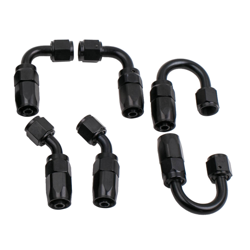 20FT AN6 6AN Nylon Braided Oil Fuel Line+Fittings Hose and Adaptor KIT Black