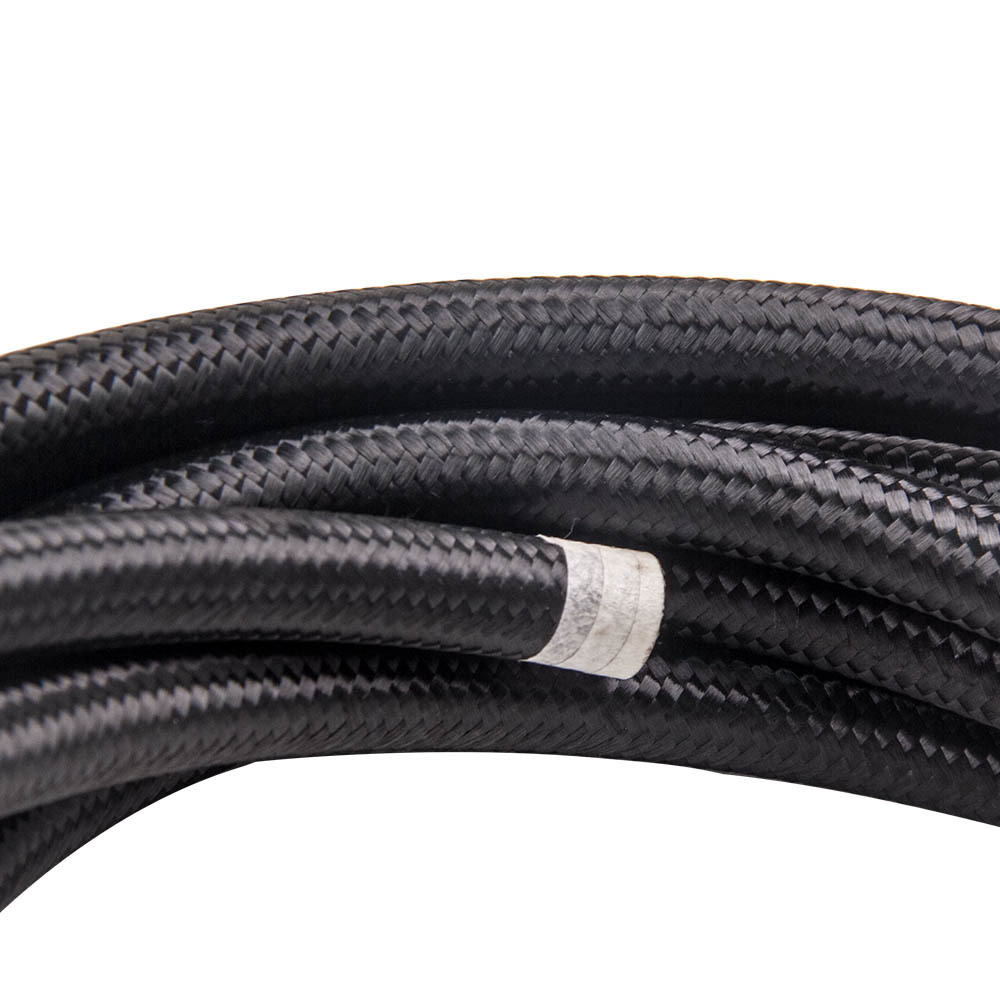 20FT -8AN Nylon Stainless Steel Braided Fuel Gas Oil Line Hose AN8 Black 2000PSI
