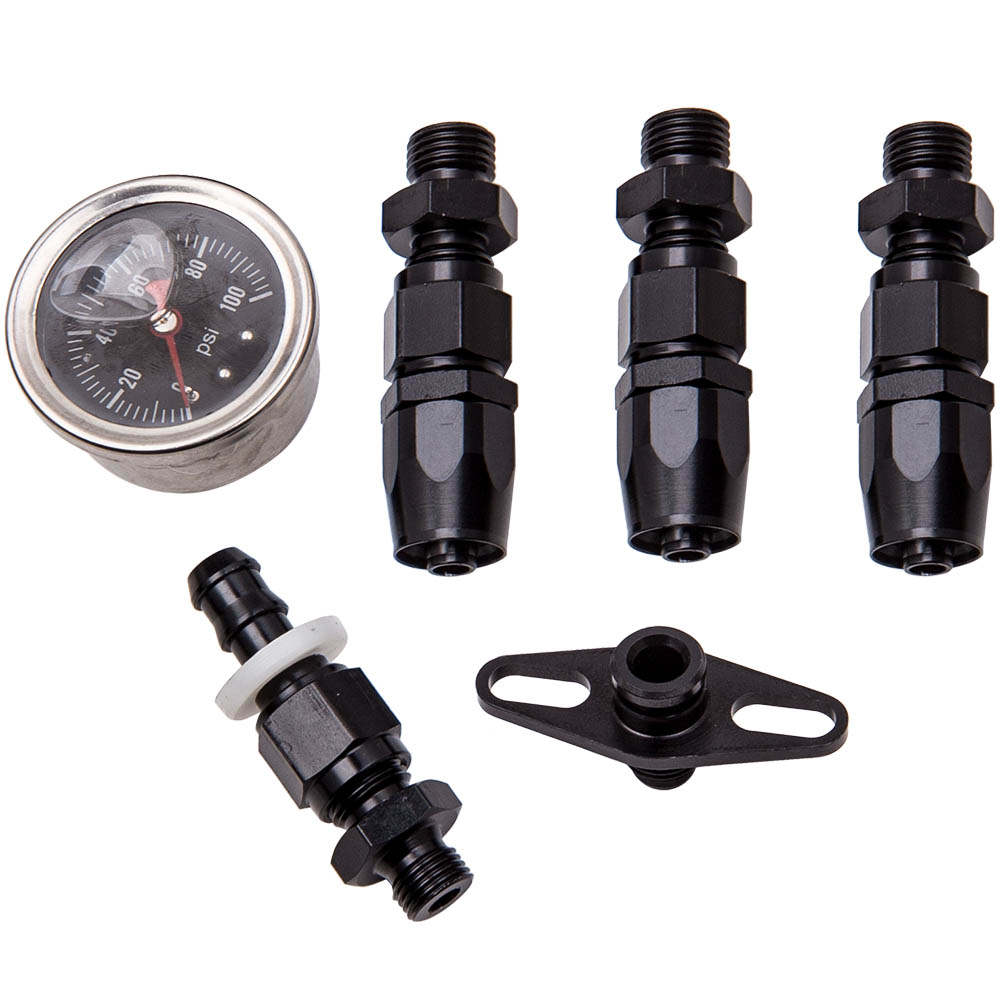 Universal Adjustable Fuel Pressure Regulator kit 100psi Guage AN 6 Fitting