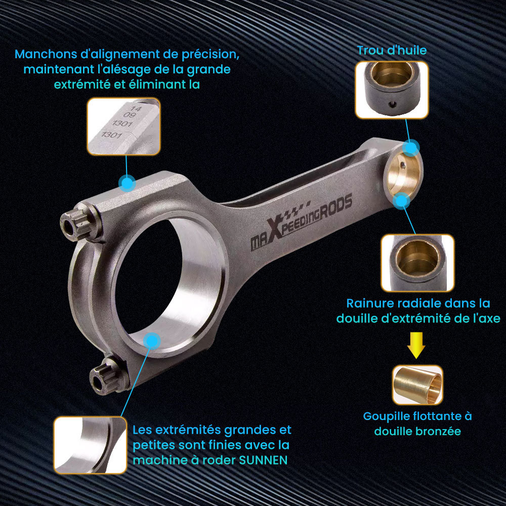 H beam Connecting Rods Bielles compatible pour VW Golf MK4 Gti 1.8T 144/19mm avec ARP 2000