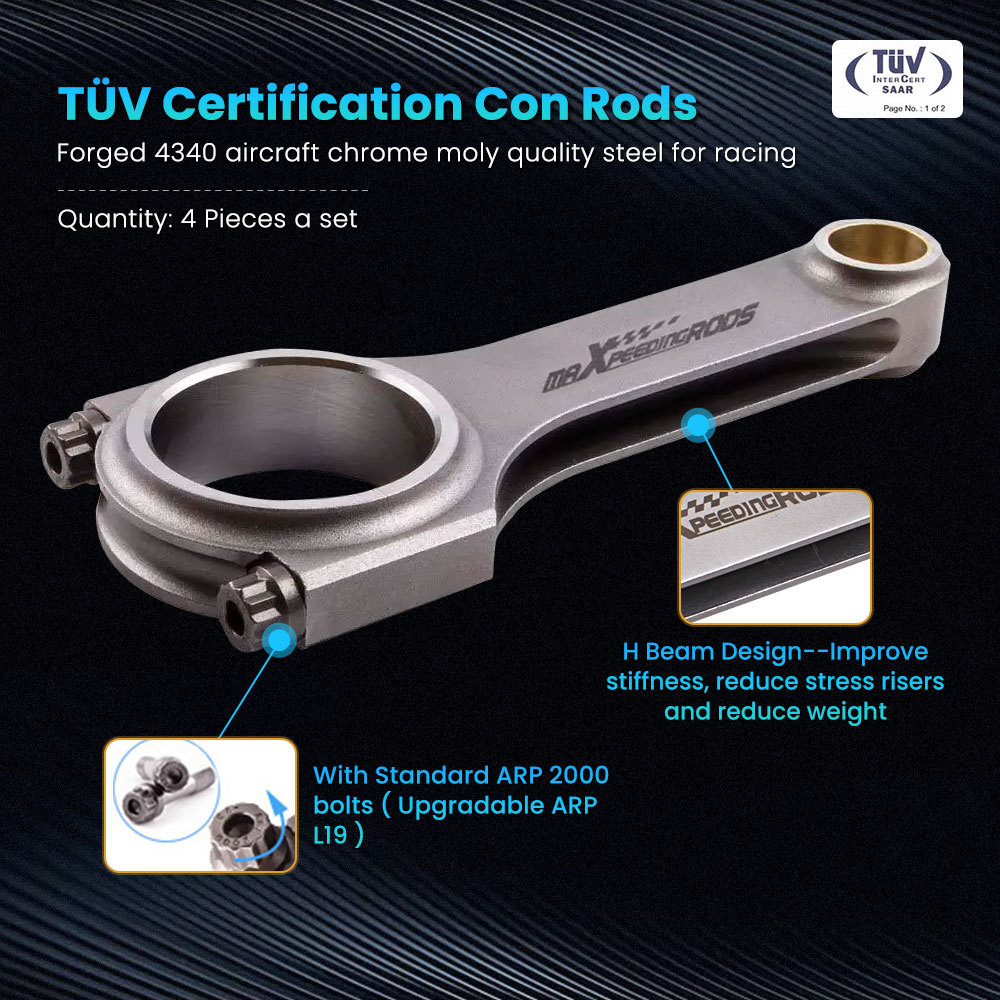 Forged 4340 Connecting Rods compatible for Mazda MX5 MX-5 Miata B6 BP 1.6 1.8 Conrods