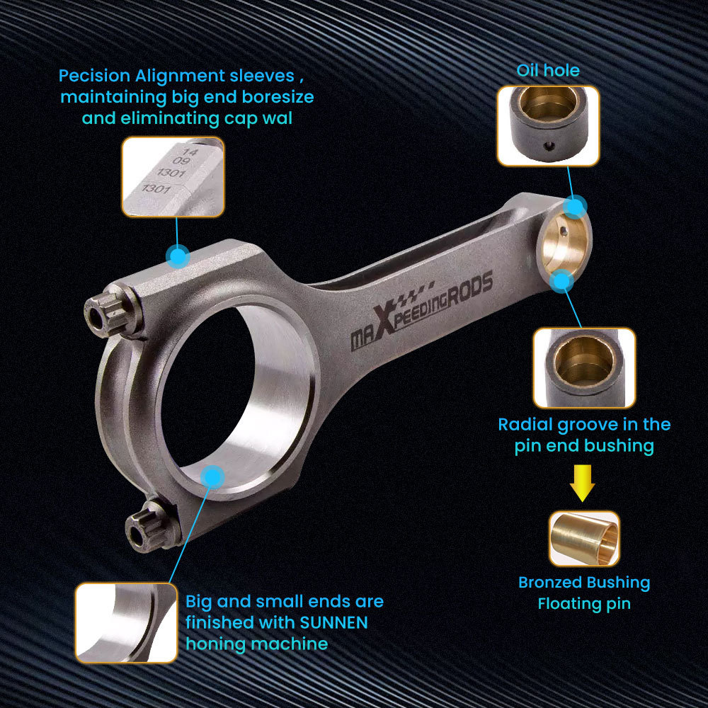 Forged 4340 Connecting Rods compatible for Mazda MX5 MX-5 Miata B6 BP 1.6 1.8 Conrods