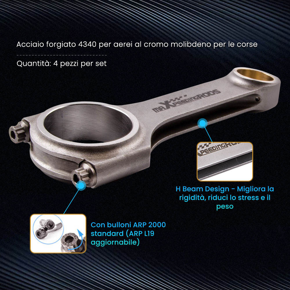 Bielle H beam compatibile per Mazda MX-5 I II NA NB 1.8 1.6ARP 2000 bolt