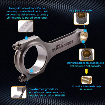 4340 Bielas y pernos ARP compatible para VW Golf MK4 Gti 1.8T 2.0L H-beam Bielas