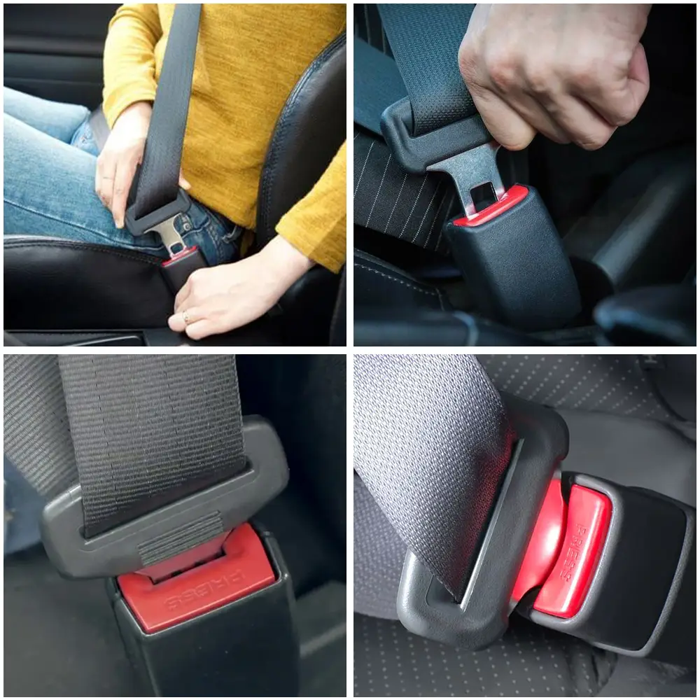 1 Set Gray Car Auto Vehicle Adjustable Retractable 3Point Safety Seat Belt Strap