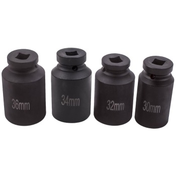 4pc 1/2 inch Drive Spindle Axle Nut Socket Set 12 Point 30mm 32mm 34mm 36mm