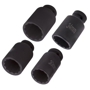 4pc 1/2 inch Drive Spindle Axle Nut Socket Set 12 Point 30mm 32mm 34mm 36mm