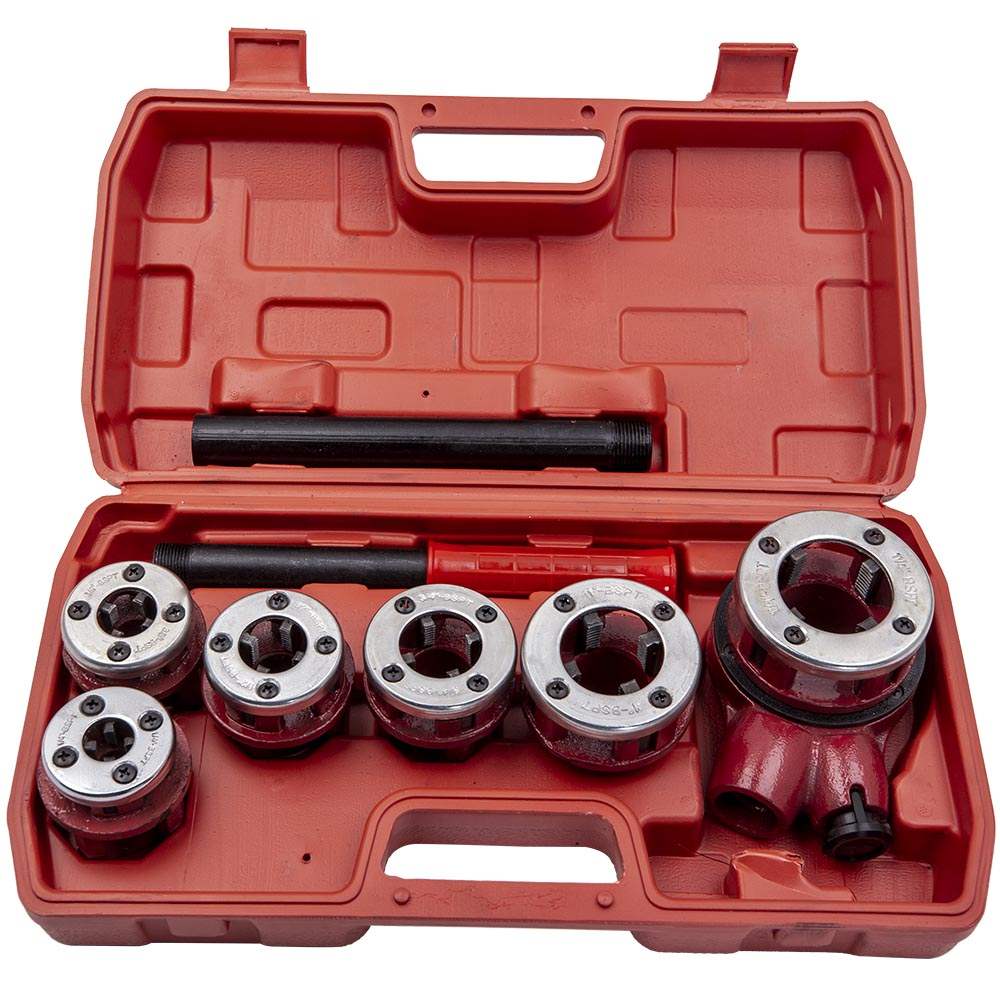 Ratcheting Pipe Thread Threader Die Handle Tool Kit