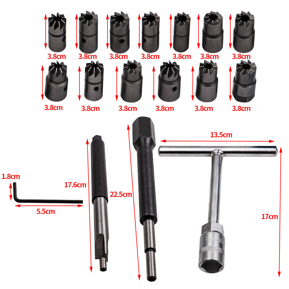 Set taglierina per sedi iniettori diesel 17 pezzi compatibile per BMW Ford Peugeot Citroen compatibile per Renault nuo