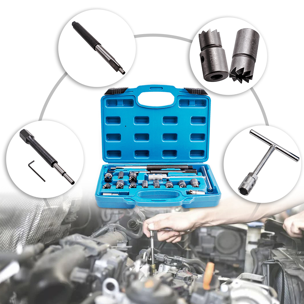 Set taglierina per sedi iniettori diesel 17 pezzi compatibile per BMW Ford Peugeot Citroen compatibile per Renault nuo