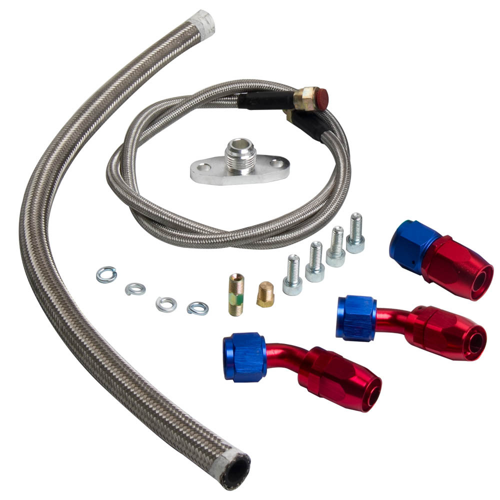Turbo Cargador Kit para GT30 GT3076 GT3037 + Oil Drain ReturnandOil FEED Line