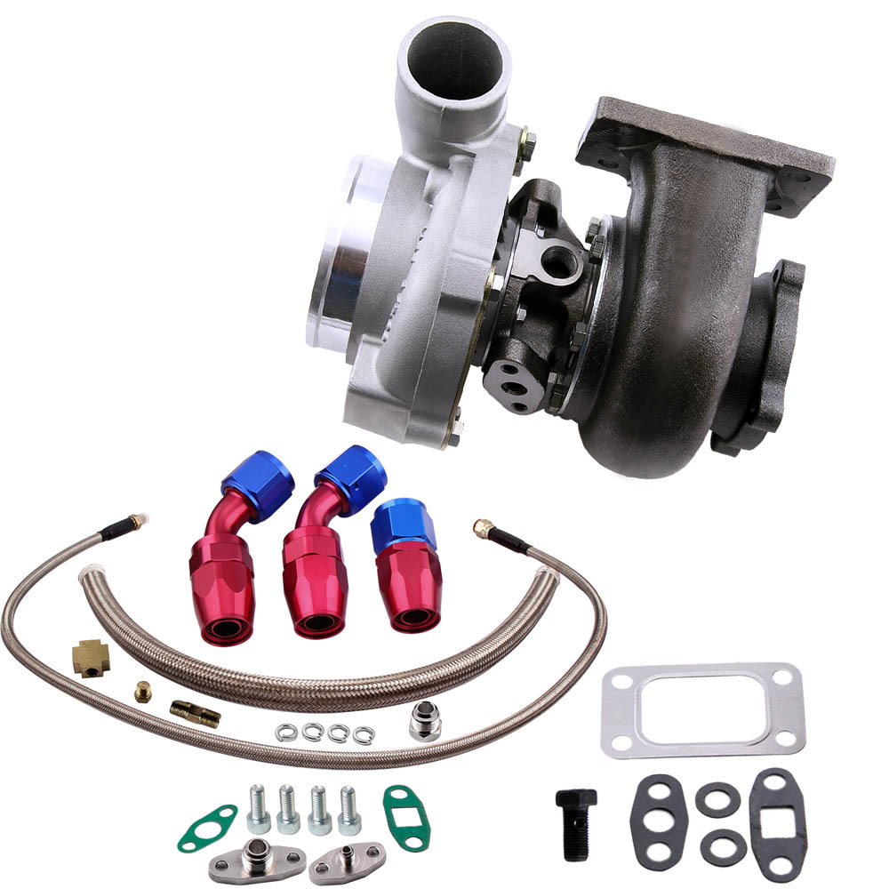 Turbo Cargador Kit para GT30 GT3076 GT3037 + Oil Drain ReturnandOil FEED Line