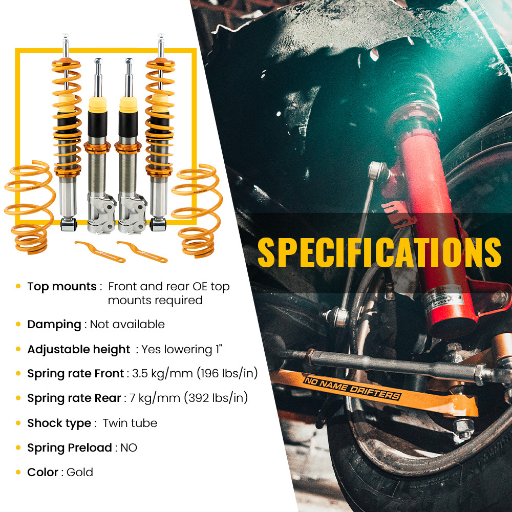 Compatible for VW POLO 6N2 Coilover Suspension Lowering Kit Spring Struts 2000