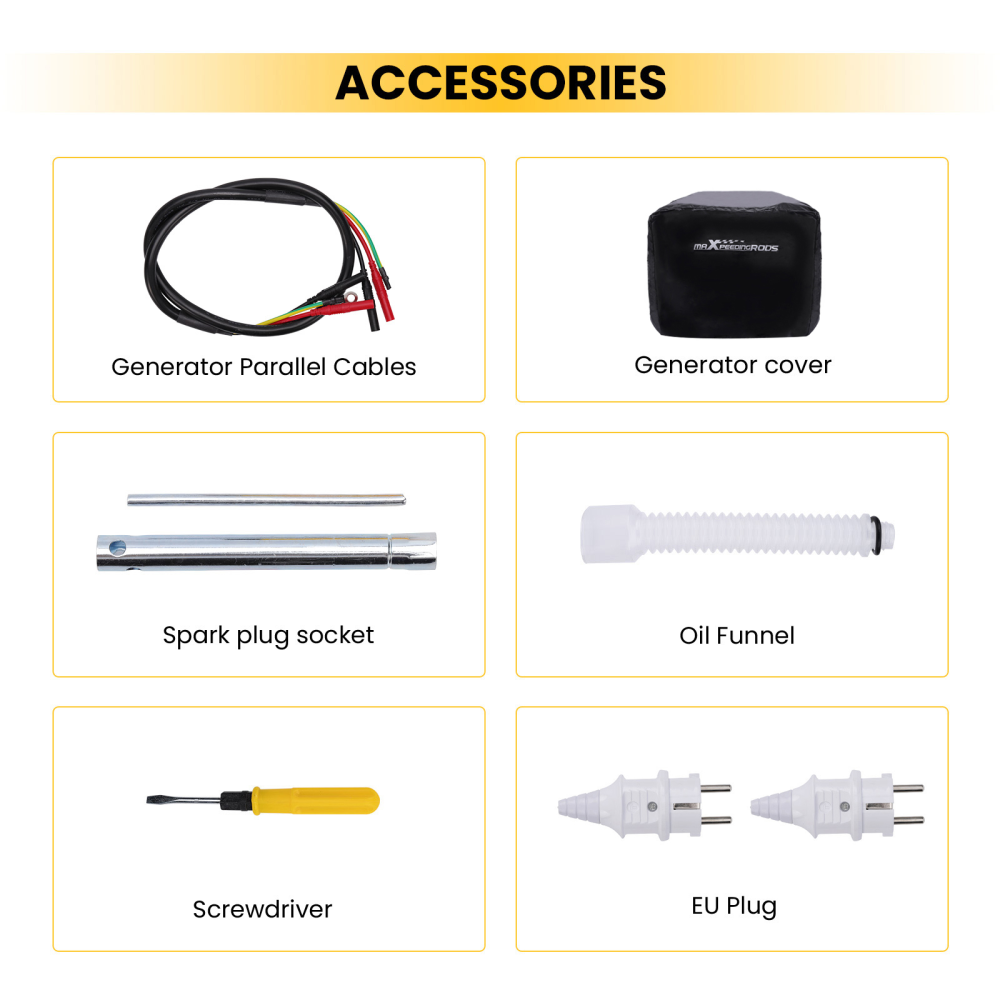 maxpeedingrods Générateur électrique inverter 2300W essence 4 temps avec USB et prises 230 V Super silencieux et léger