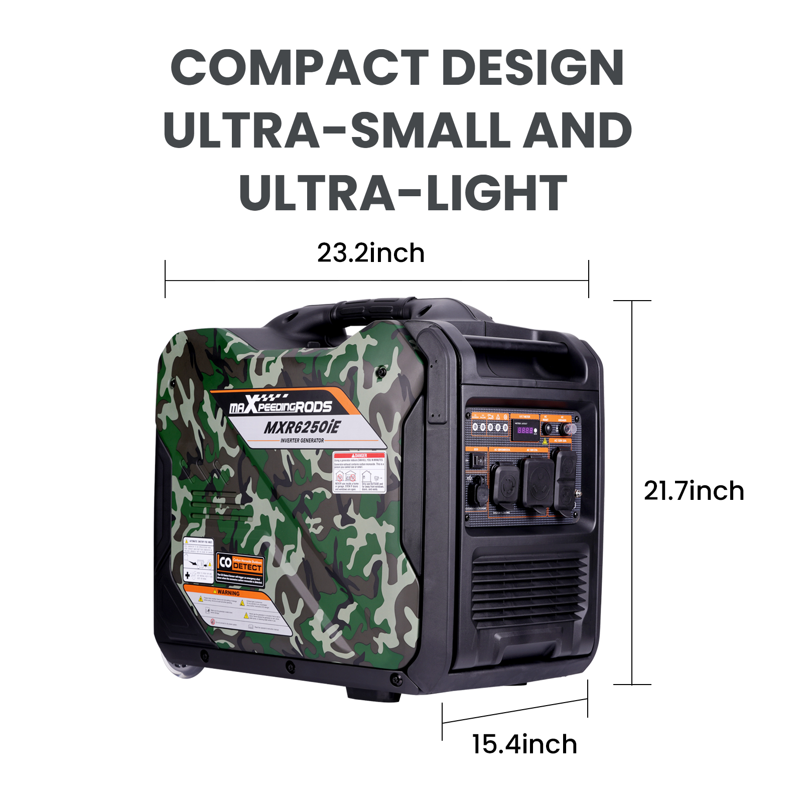 Gas Powered 5500 Watt Portable Inverter Generator w/Co Alarm 223cc