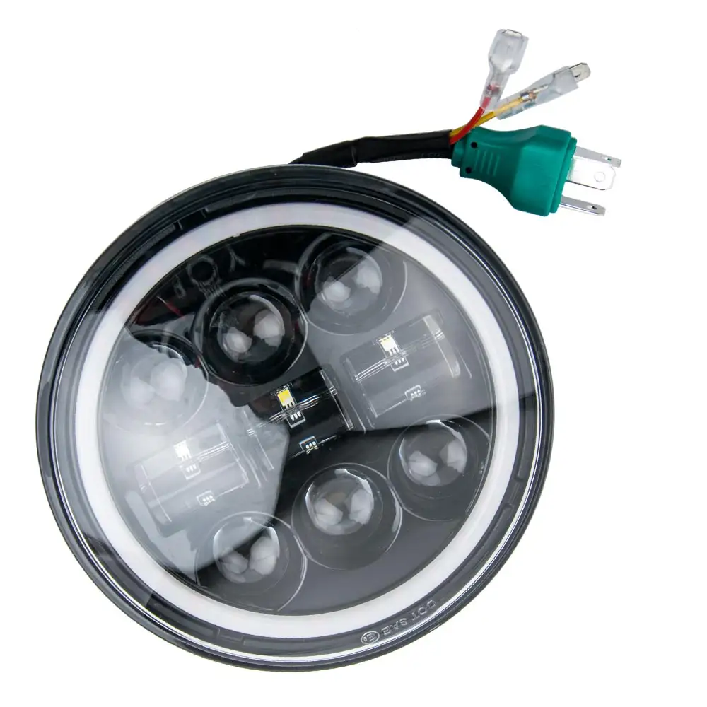 2PCS 7" inch LED Headlight Hi-Low Projector Sealed DRL Black For Dodge D100 D200